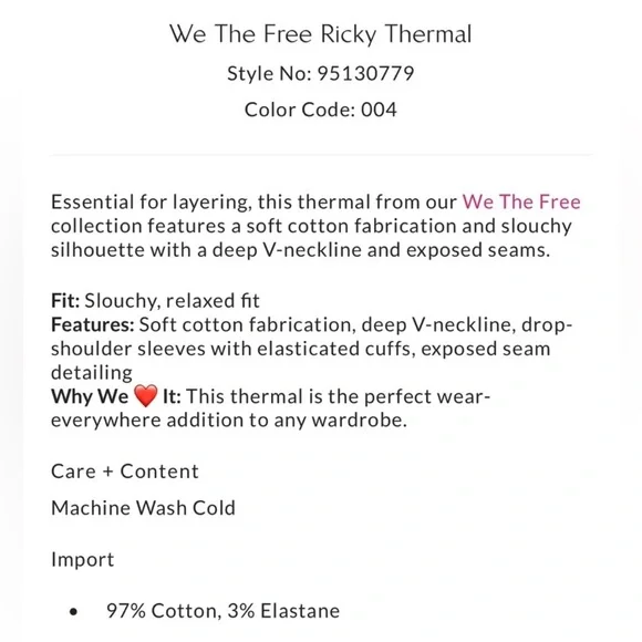 FREE PEOPLE We The Free Ricky Thermal High Risk Red XL - Picture 5 of 6